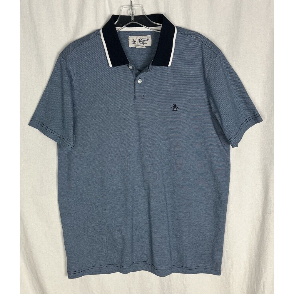 Original Penguin Munsingwear Polo Shirt Mens Size M‎ Blue Striped